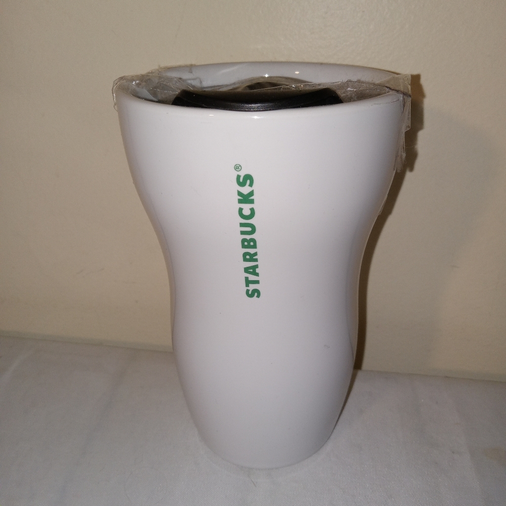 Starbucks 2014 White Ceramic Coffee Tumbler W/ Lid 9oz - Picture 5 of 5